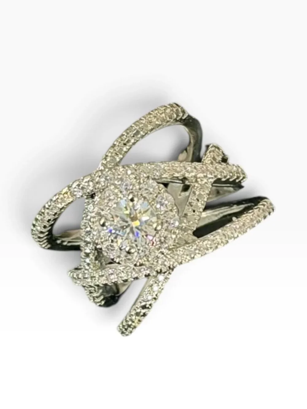 Wide, interwoven Moissanite ring (0.5ct/size 7)